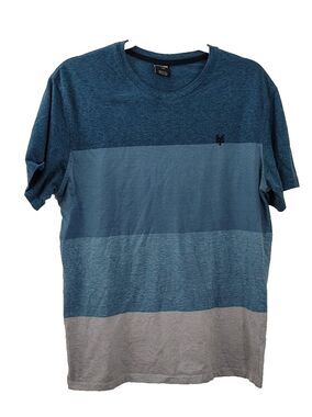 Zoo York T Shirt Blue Gray Striped Skateboard Large